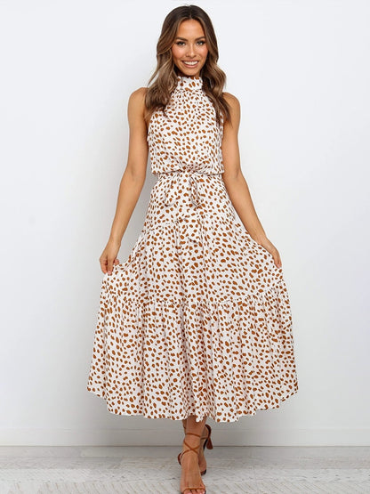 Women's Sexy Halter Polka Dot Strapless Sleeveless Long Dress  (12 Colors / Styles)