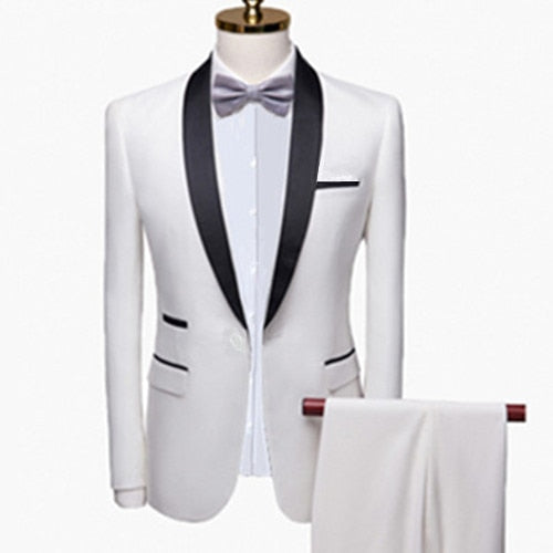 Men's 2 PC (Jacket+Pant) Polyester Viscose Wedding Party Tuxedo (9 Colors)