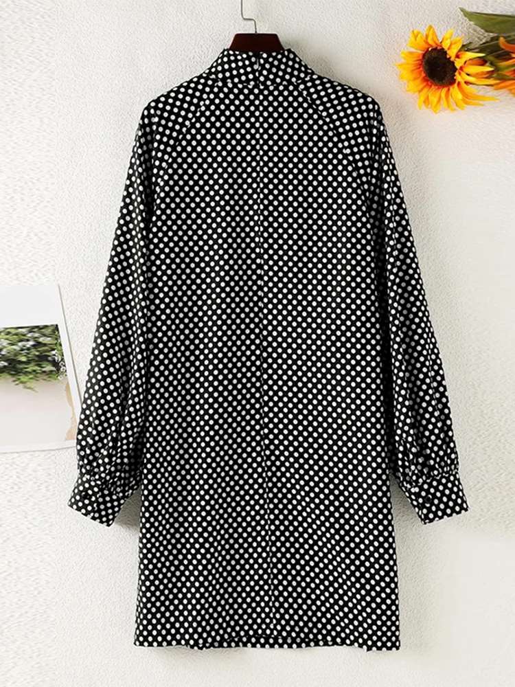 Women's  Puff Sleeve Turtleneck Casual Polka Dot Sundress (2 Colors)