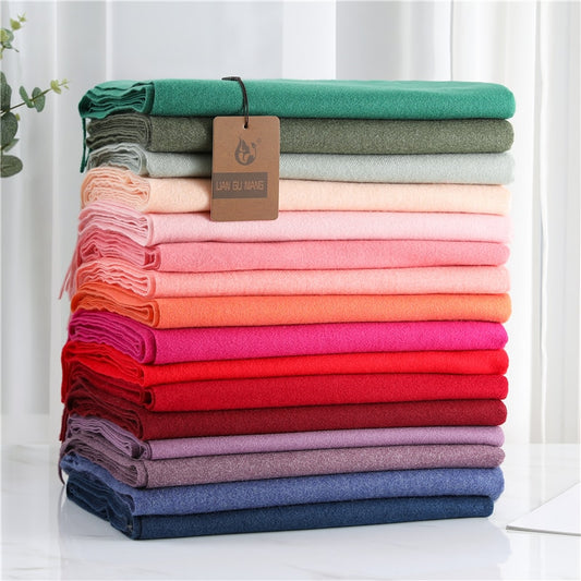 Women's Thick Warm Pashmina Solid Color Tassel Blanket Shawls Wraps - 32 Styles