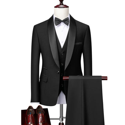 Men's 3 PC (Jacket+Pant+Vest) Polyester Viscose Wedding Party Tuxedo (9 Colors)