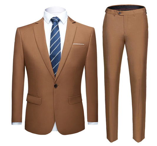 Men's 1 Button 2 pc (Jacket+Pant) Poly Viscose Business Dress Suit - Collection 1 (6 Colors)