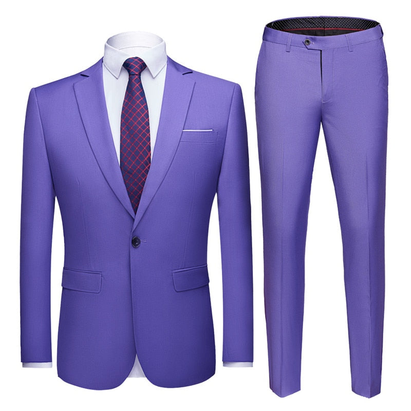 Men's 1 Button 2 pc (Jacket+Pant) Poly Viscose Business Dress Suit - Collection 2 (8 Colors)