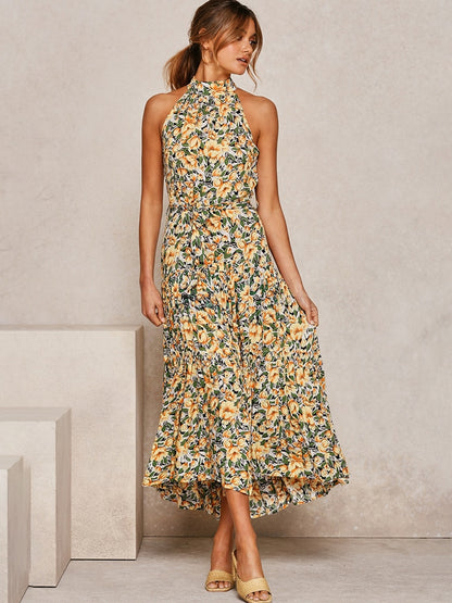 Women's Sexy Halter Polka Dot Strapless Sleeveless Long Dress  (12 Colors / Styles)