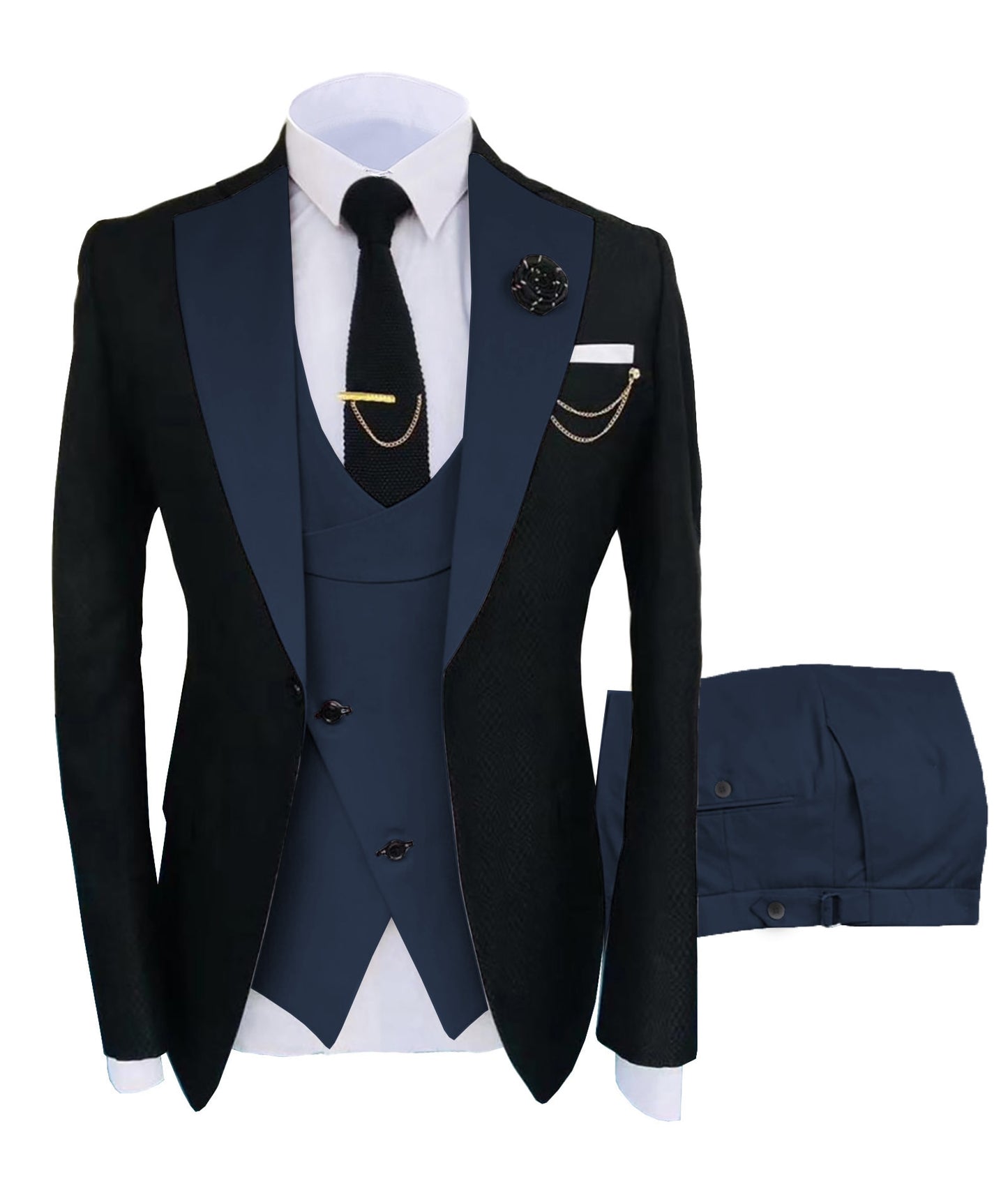 Men's Luxury Party Groomsmen Regular Fit Tuxedo 3 Peice Set Jacket+Trousers+Vest - Collection 2 (7 Colors)