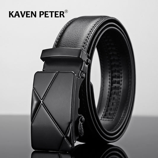 Men's Split Leather Cowskin PU Strap Automatic Buckle Luxury Belt  (7 Styles)