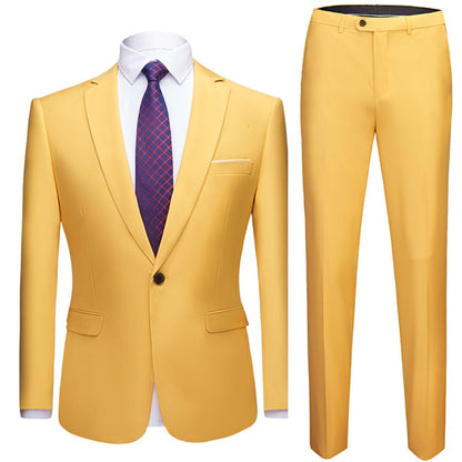 Men's 1 Button 2 pc (Jacket+Pant) Poly Viscose Business Dress Suit - Collection 1 (6 Colors)