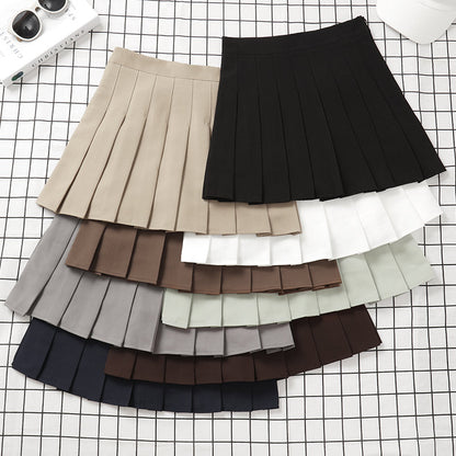 Women's Solid High Waist Mini Pleated School Girl Skirts (8 Colors)