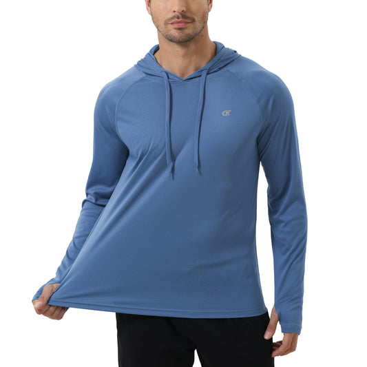 Men's UPF 50+ Rash Guard Athletic Long Sleeve Workout Hoodie (11 Colors)