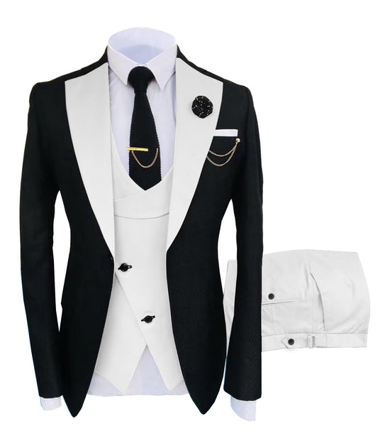 Men's Luxury Party Groomsmen Regular Fit Tuxedo 3 Peice Set Jacket+Trousers+Vest - Collection 3 (6 Colors)