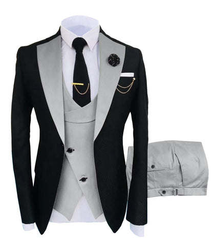 Men's Luxury Party Groomsmen Regular Fit Tuxedo 3 Peice Set Jacket+Trousers+Vest - Collection 3 (6 Colors)