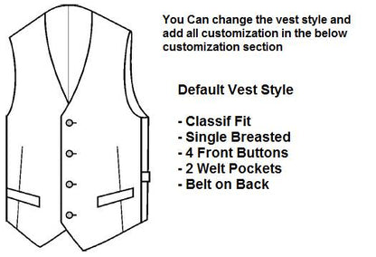 100% Cashmere Black Russian Grey Pattern Made To Measure Vest  - CER0071_MTM_SV